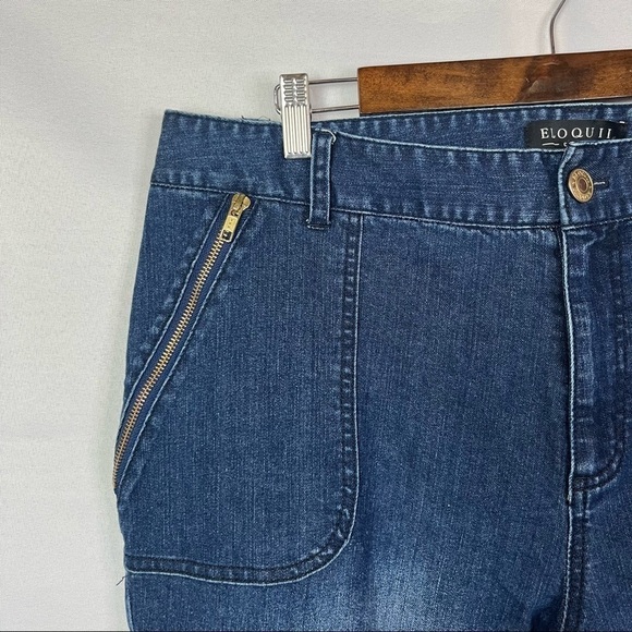 Eloquii Dark Wash Zip Pocket Cropped Denim Jeans 18 - Picture 3 of 3